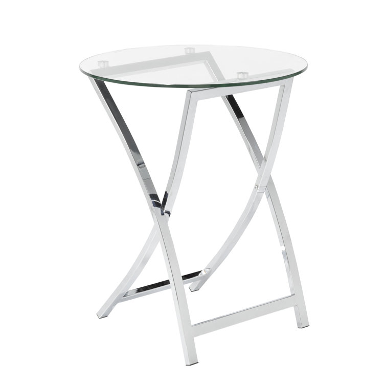 Orren Ellis Mcbee Glass Top Cross Legs End Table Wayfair Canada